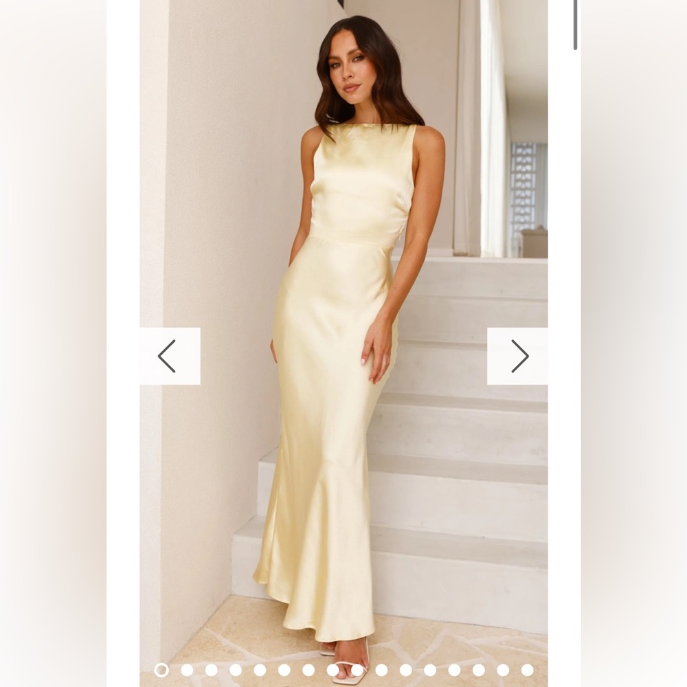 Elegant Satin Maxi Dress in Pale Yellow